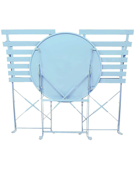 Set Tavolo con Sedie da Esterno in Alluminio Pieghevole Azzurro da Giardino
