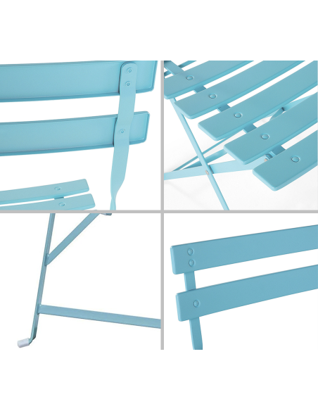 Set Tavolo con Sedie da Esterno in Alluminio Pieghevole Azzurro da Giardino