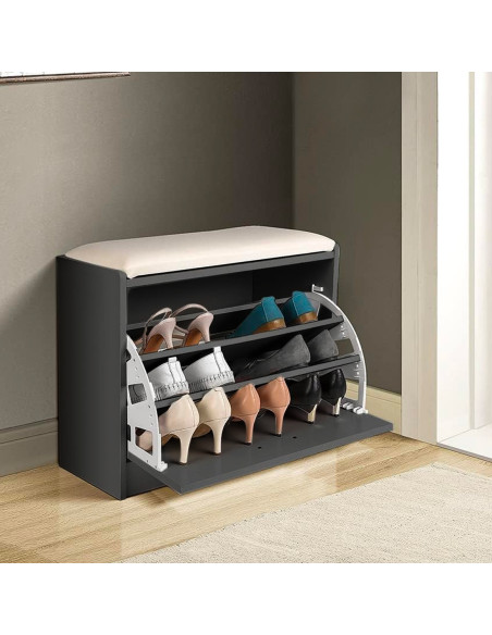 Scarpiera Multifunzione Panca Salvaspazio con Seduta Imbottita 60x48x30 cm