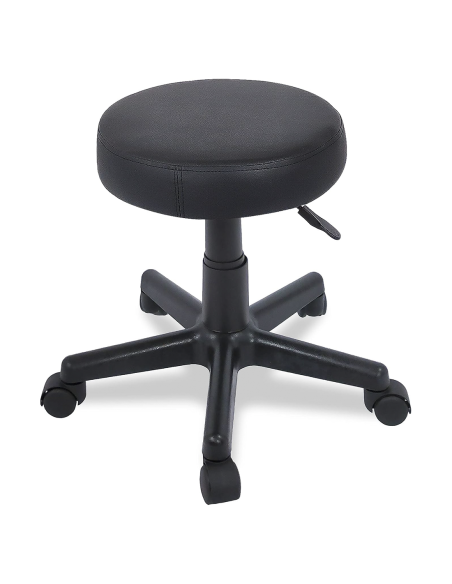 Sgabello per Estetista Ruote Girevoli Regolabile in Altezza e Seduta in Ecopelle