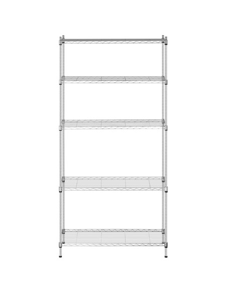 Scaffale 5 Ripiani Portaoggetti Acciaio Cromato Casa Cucina Max 200Kg 180x90x35