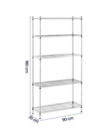 Scaffale 5 Ripiani Portaoggetti Acciaio Cromato...