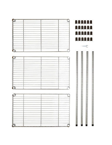 Scaffale 3 Ripiani Portaoggetti Acciaio Cromato...