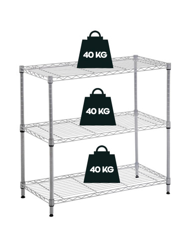 Scaffale 3 Ripiani Portaoggetti Acciaio Cromato...