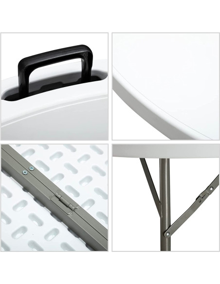 Tavolo Pieghevole Richiudibile Rotondo ASIA 122cm in Resina  Bianco per Catering