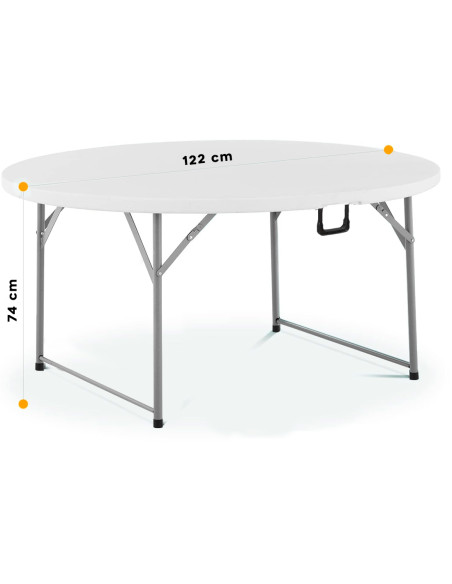Tavolo Pieghevole Richiudibile Rotondo ASIA 122cm in Resina  Bianco per Catering