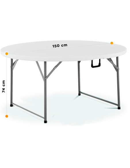 Tavolo Pieghevole Richiudibile Rotondo ASIA 150cm in Resina Bianco per Catering