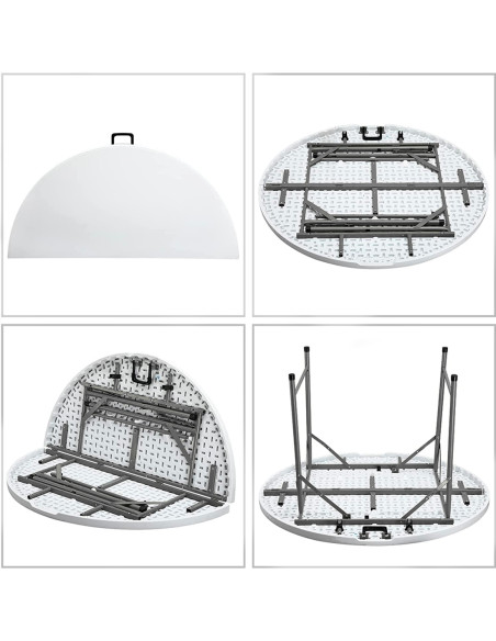 Tavolo Pieghevole Richiudibile Rotondo ASIA 180cm in Resina Bianco per Catering