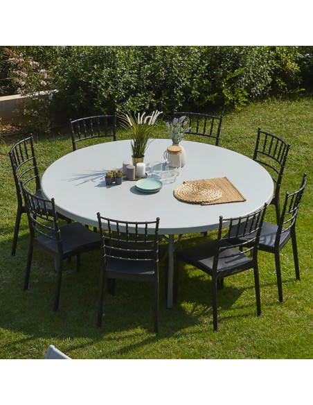 Tavolo Pieghevole Richiudibile Rotondo ASIA 150cm in Resina Bianco per Catering