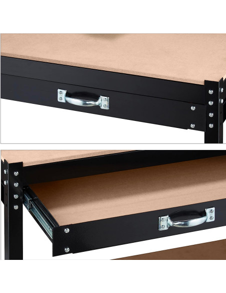 Banco da Lavoro 3 Livelli Acciaio MDF con Cassetti e Pennello Forato 120x155x60