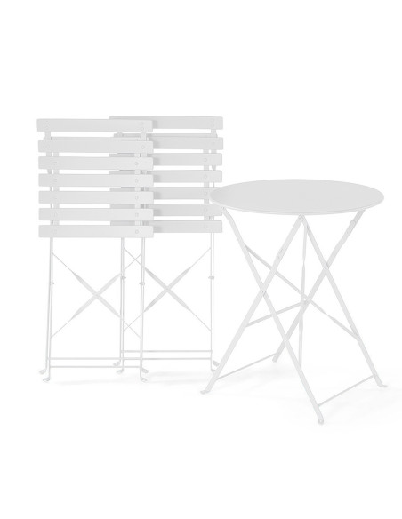 Set Tavolo con Sedie da Esterno in Alluminio Pieghevole Bianco da Giardino