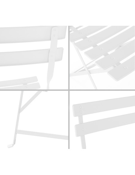 Set Tavolo con Sedie da Esterno in Alluminio Pieghevole Bianco da Giardino