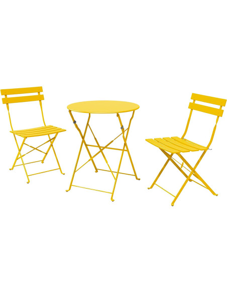 Set Tavolo con Sedie da Esterno in Alluminio Pieghevole Giallo da Giardino