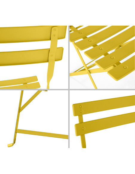 Set Tavolo con Sedie da Esterno in Alluminio Pieghevole Giallo da Giardino