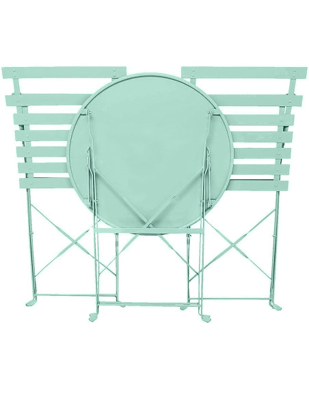 Set Tavolo con Sedie da Esterno in Alluminio Pieghevole Verde Menta da Giardino