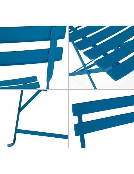 Set Tavolo con Sedie da Esterno in Alluminio Pieghevole Blu da Giardino