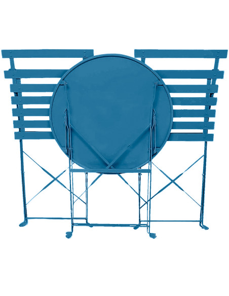 Set Tavolo con Sedie da Esterno in Alluminio Pieghevole Blu da Giardino
