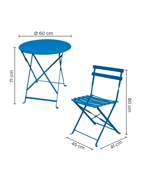 Set Tavolo con Sedie da Esterno in Alluminio Pieghevole Blu da Giardino