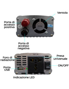 Inverter Trasformatore Multiuso 2000W 12V to 220V Auto... 2