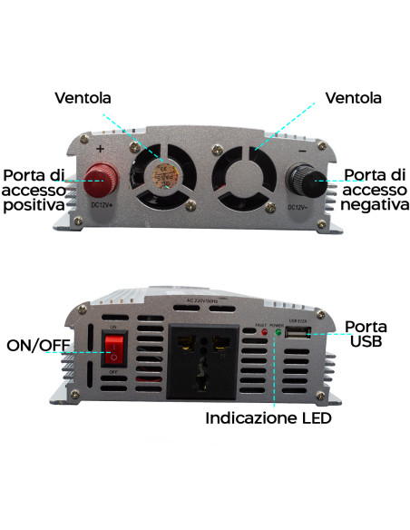 Inverter Trasformatore Multiuso 4000W DC12V AC220V Auto Camper Barca Dispositivi