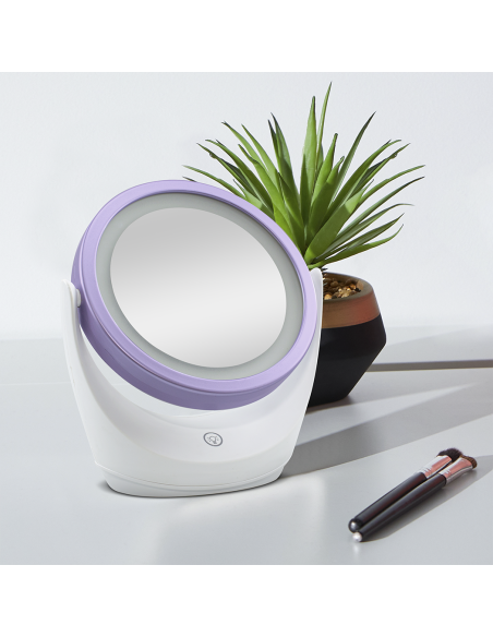 Specchio Cosmetico Make Up Zoom 5x da Tavola Luce a Led Naturale Rotazione 360°