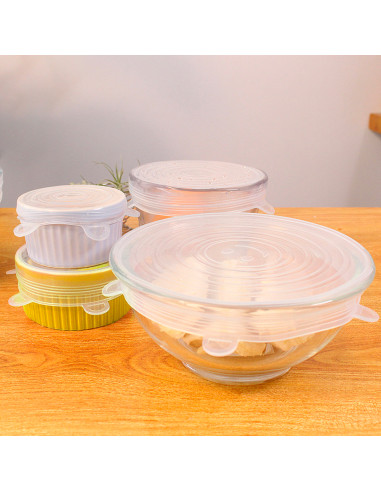 Set 6 Coperchi Silicone Alimentare Chiusura...
