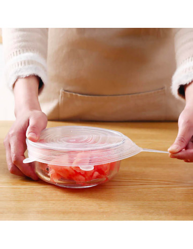 Set 6 Coperchi Silicone Alimentare Chiusura...