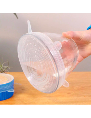 Set 6 Coperchi Silicone Alimentare Chiusura...