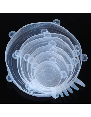Set 6 Coperchi Silicone Alimentare Chiusura...