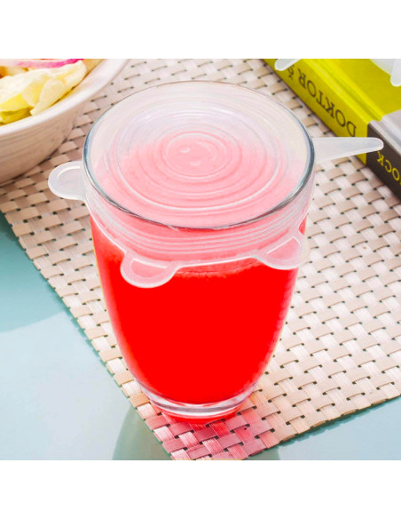Set 6 Coperchi Silicone Alimentare Chiusura Ermetica Riutilizzabile Espandibile