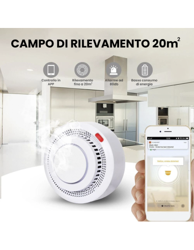 Rilevatore di Fumo Wireless Controllo con App...