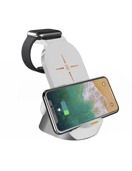Stazione di Ricarica 3 in 1 Caricabatterie Wireless Magnetico Cuffie Smartwatch