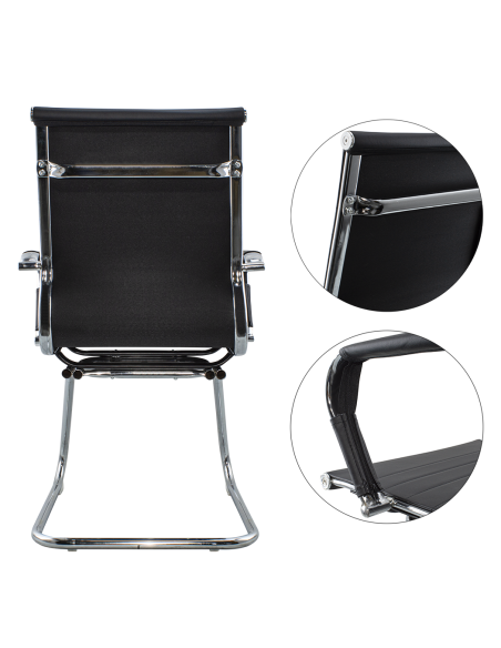 Set 2 Poltrona ISAAC Sedia Sala Attesa Ufficio Metallo ed Ecopelle H95x50x45cm