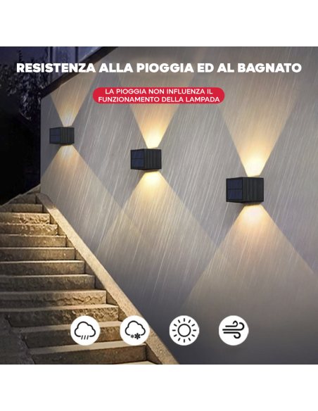 Lampada Solare Applique da Parete Doppia Emissione di Luce Calda Crepuscolare