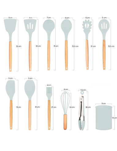 Set 12 Utensili da Cucina Mestoli Silicone...
