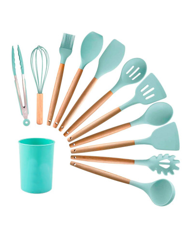 Set 12 Utensili da Cucina Mestoli Silicone...