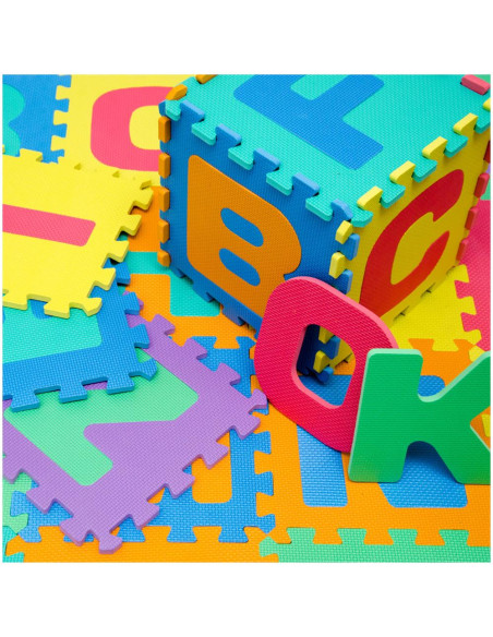Tappeto Puzzle da Gioco Bambini 10pz Componibile 232019 con Lettere 29.5x29.5 cm