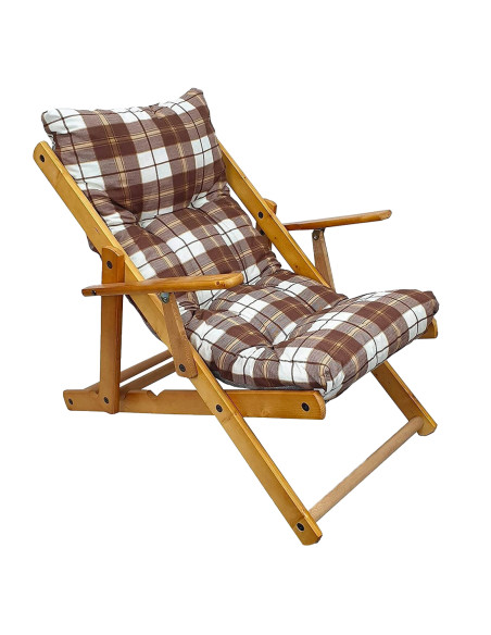 Poltrona Legno Relax Rondò MASLEGNO 3 Posizioni Cuscino Imbottito 100x90x73cm