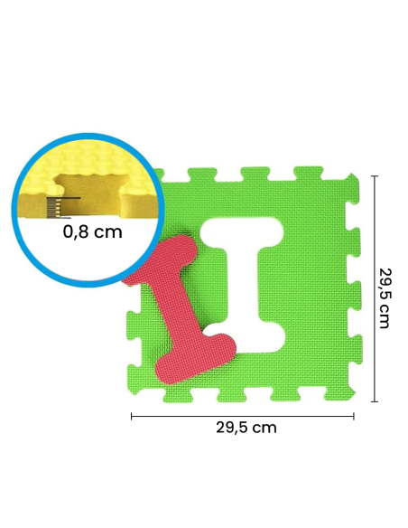 Tappeto Puzzle da Gioco Bambini 10pz Componibile 232019 con Lettere 29.5x29.5 cm