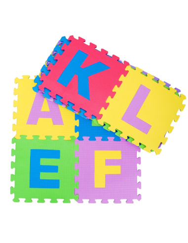 Tappeto Puzzle da Gioco Bambini 10pz Componibile 232019 con Lettere 29.5x29.5 cm