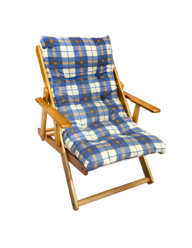 Poltrona Legno Relax Rondò MASLEGNO 3 Posizioni Cuscino Imbottito 100x90x73cm Blu
