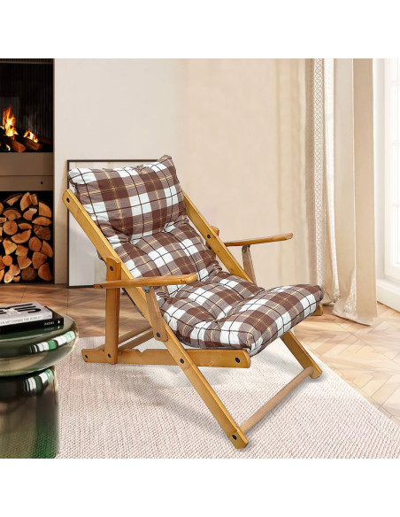 Poltrona Legno Relax Rondò MASLEGNO 3 Posizioni Cuscino Imbottito 100x90x73cm