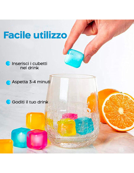 Cubetti di Ghiaccio Riutilizzabili in Silicone Pack 20pz Ghiacciolini Colorati