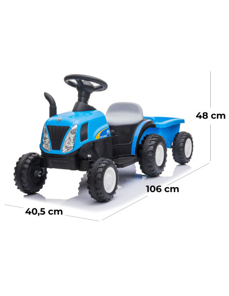 Trattore Elettrico Bambini LT921 New Holland Small con Rimorchio 6V Luci e Suoni