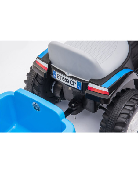Trattore Elettrico Bambini LT921 New Holland Small con Rimorchio 6V Luci e Suoni