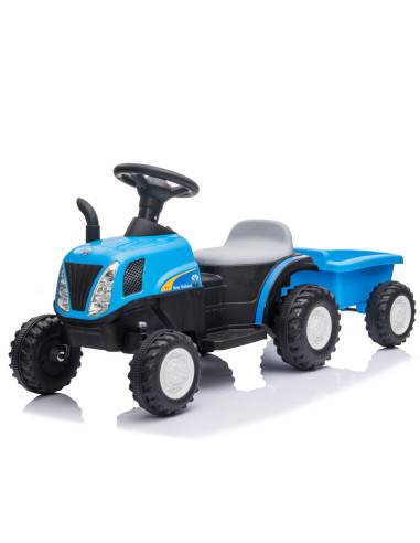 Trattore Elettrico Bambini LT921 New Holland Small con Rimorchio 6V Luci e Suoni