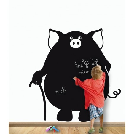 Lavagna adesiva nera con gessetti colorati 200 x 45 cm da parete removibile