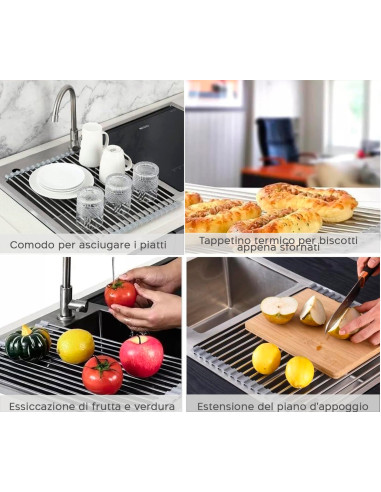 Scolapiatti Pieghevole Lavabo Salvaspazio in...