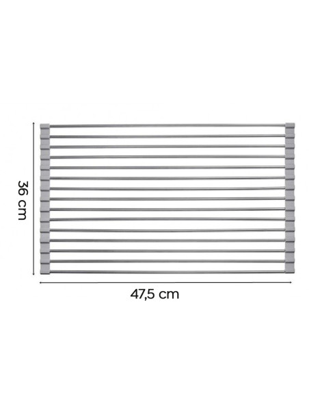 Scolapiatti Pieghevole Lavabo Salvaspazio in Acciaio Multiuso Grigio 36x47.4cm