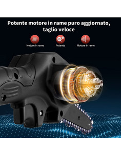Mini Motosega Elettrica Cordless a Batteria 21VF Lama 4... 2